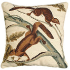 Brown Soft Haired Squirrel needlepoint throw pillow with rustic lodge-style design