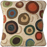 Hand Rolling Stone hooked wool throw pillow with rustic lodge-style design
