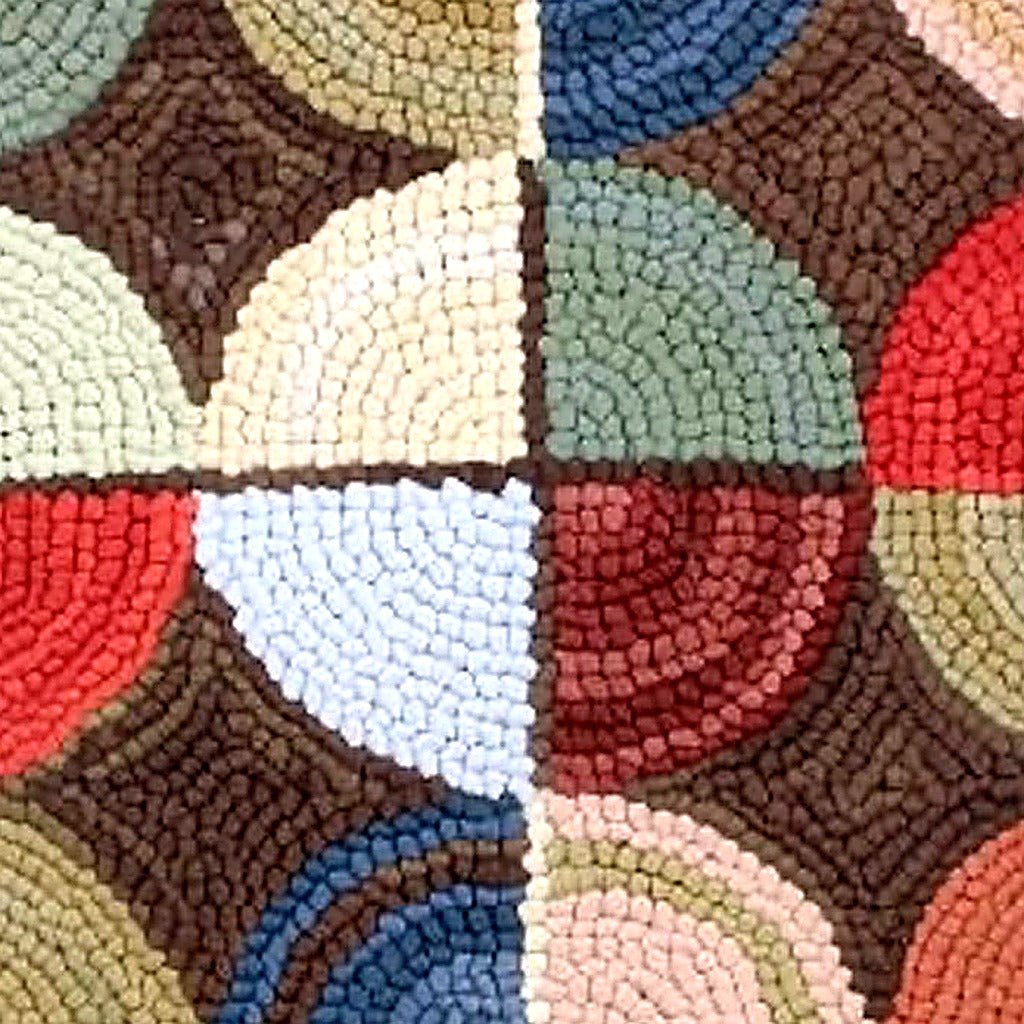 Rustic Hand Tekoa Lodge Wool Hooked pillow fabric closeup showing hand-embroidered needlepoint wool texture and color detail