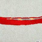 Rustic Red Canoe Lake Lodge Wool Hooked pillow fabric closeup showing hand-embroidered needlepoint wool texture and color detail