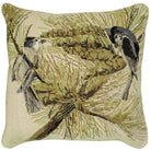 Tufted Titmouse Aububon Bird hand-embroidered throw pillow with rustic lodge-style design