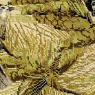 Hand-stitched wool detail of Rustic Tufted Titmouse Audubon Bird Lodge Embroidered needlepoint pillow showing intricate weave pattern and texture