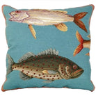 Saltwater Fish Catesby needlepoint throw pillow with nautical coastal nature wildlife design