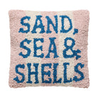 Sand Sea & Shells Hooked Wool Throw Pillow, 10x10 inch, front view