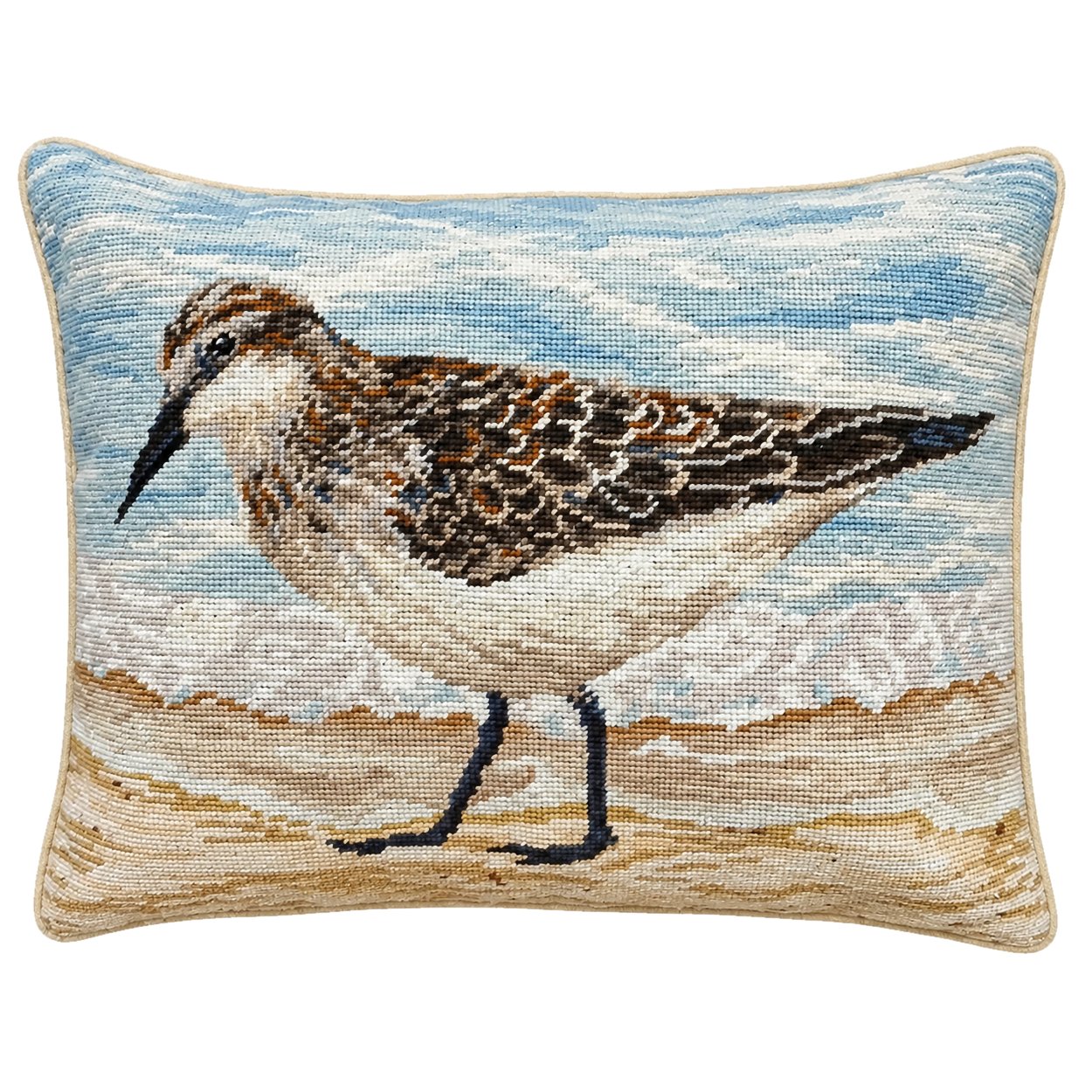Sandpiper Colonial Williamsburg Wool Needlepoint Throw Pillow, 16x20, front view