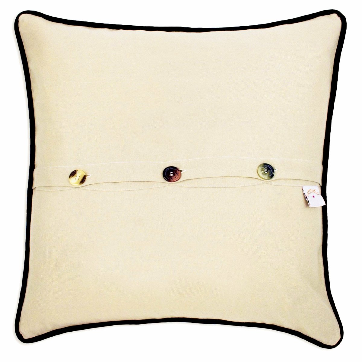 Santa Barbara, CA Riviera City Embroidered Travel Pillow - back view showing velvet backing and zipper