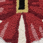 Santa Hat Bow Hooked Wool Christmas Throw Pillow, close-up detail