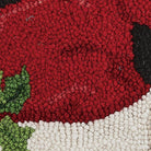 Santa Hat Hooked Wool Christmas Throw Pillow, close-up detail
