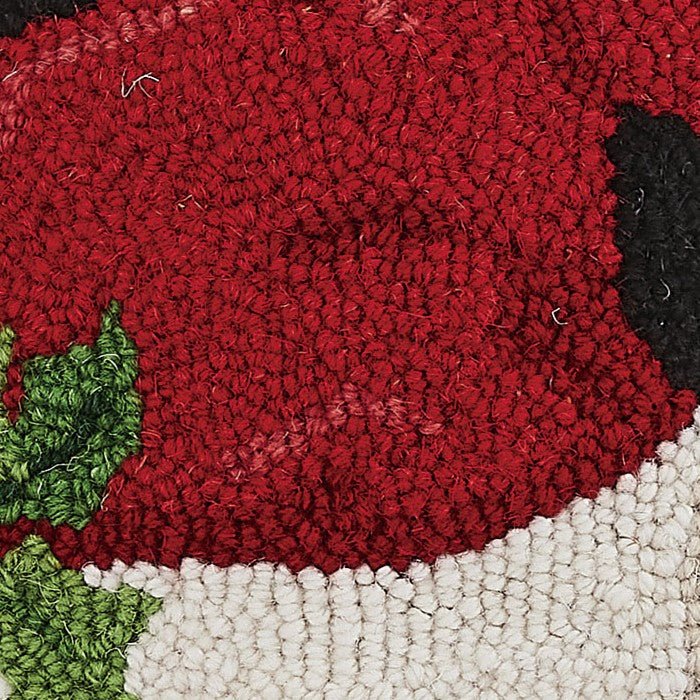 Santa Hat Hooked Wool Christmas Throw Pillow, close-up detail