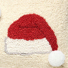 Santa Hat Trio Hooked Wool Christmas Throw Pillow, close-up detail