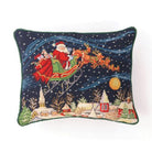 Santa in Snowy Sky Wool Needlepoint Christmas Throw Pillow, 14x18 inch, front view