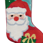 Santa Mini Embroidered Needlepoint Christmas Stocking, close-up detail