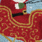 Closeup of Santa on Sleigh Hooked Wool Christmas Stocking showing stitch texture and craftsmanship detail