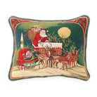 Santa Ride Reindeer Needlepoint Christmas Throw Pillow, 16x20 inch, front view