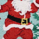 Santa with Candy Cane Hooked Wool Christmas Throw Pillow, close-up detail