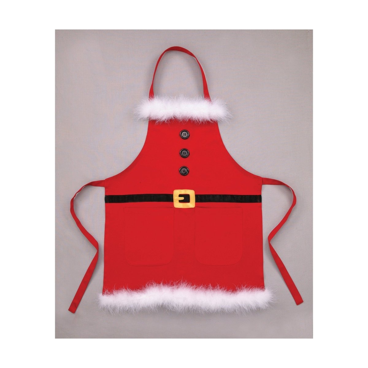 Santa with Fur Christmas Apron, 22x27 inch, front view