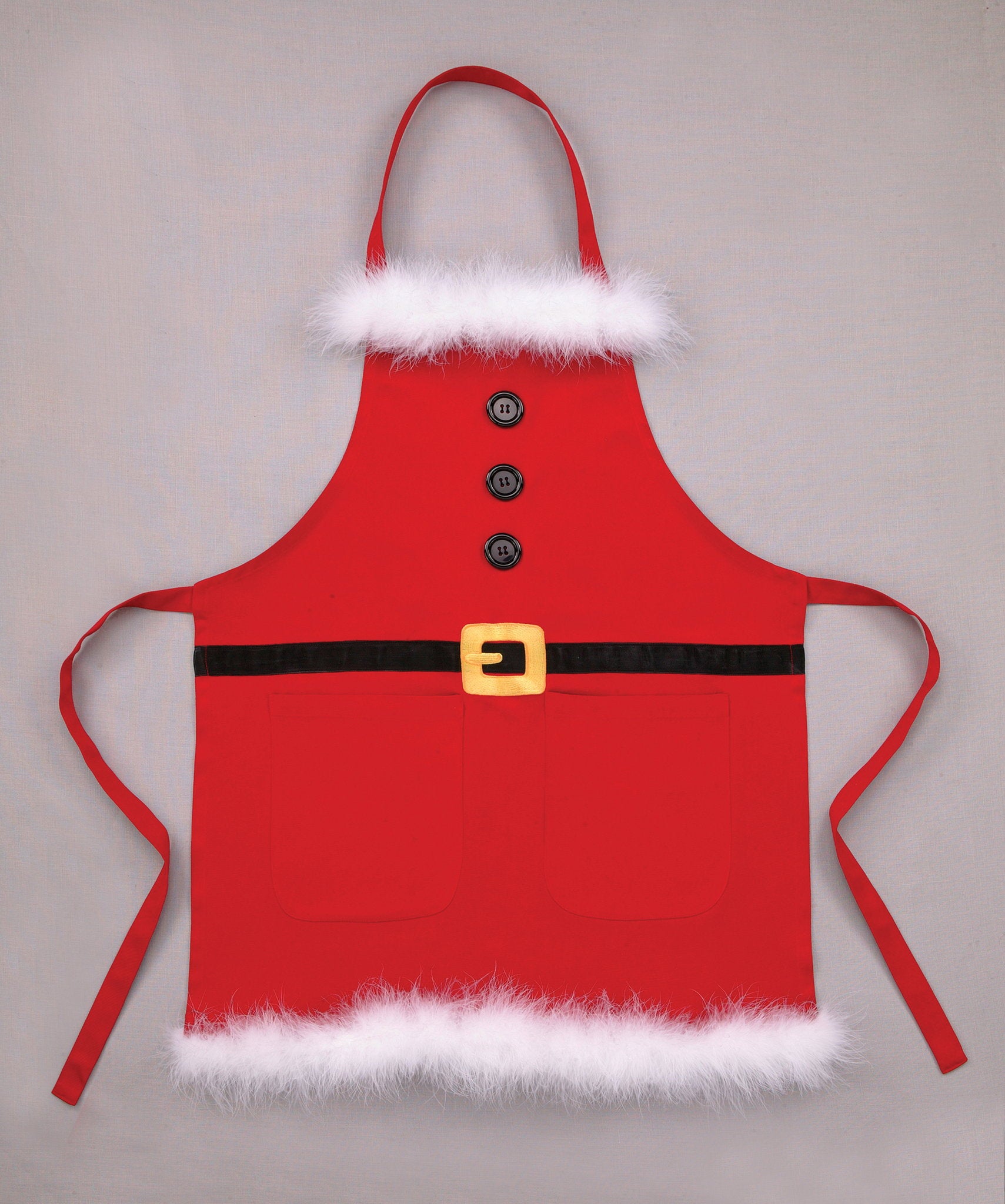 Santa with Fur Christmas Apron, 22x27 inch, front view