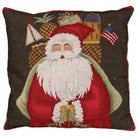 Santa with Gifts needlepoint throw pillow with festive holiday seasonal design