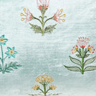 Scattered Sprigs Blue Spring Mughal Embroidered Throw Pillow, close-up detail
