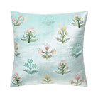 Scattered Sprigs Blue Spring Mughal Embroidered Throw Pillow, 16x16 inch, front view