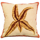 Sea Star Beach needlepoint throw pillow with nautical coastal motifs