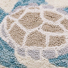 Sea Turtle Hooked Wool Throw Pillow, close-up detail