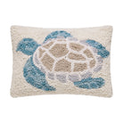 Sea Turtle Hooked Wool Throw Pillow, 8x12 inch, front view