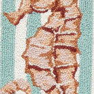 Seahorse Hooked Wool Throw Pillow, close-up detail