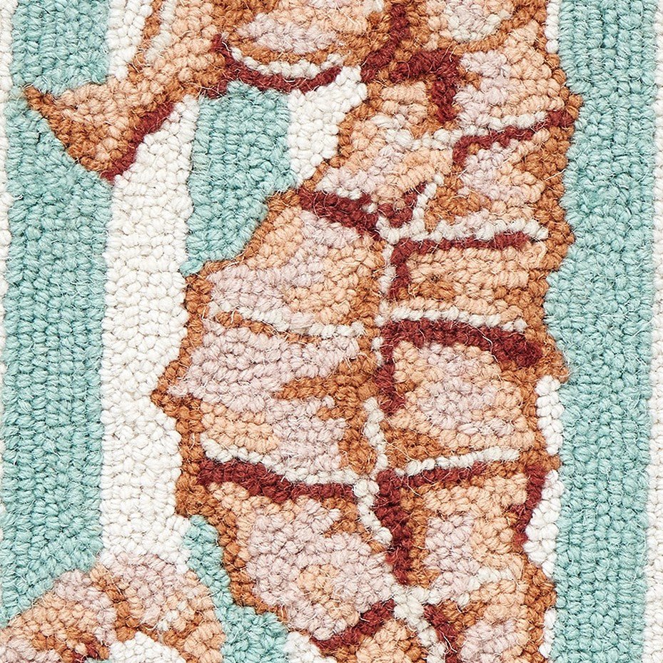 Seahorse Hooked Wool Throw Pillow, close-up detail