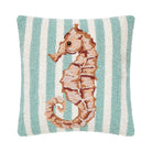 Seahorse Hooked Wool Throw Pillow, 16x16 inch, front view