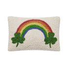 Shamrock Rainbow Hooked Wool St. Patrick's Day Throw Pillow, 8x12 inch, front view