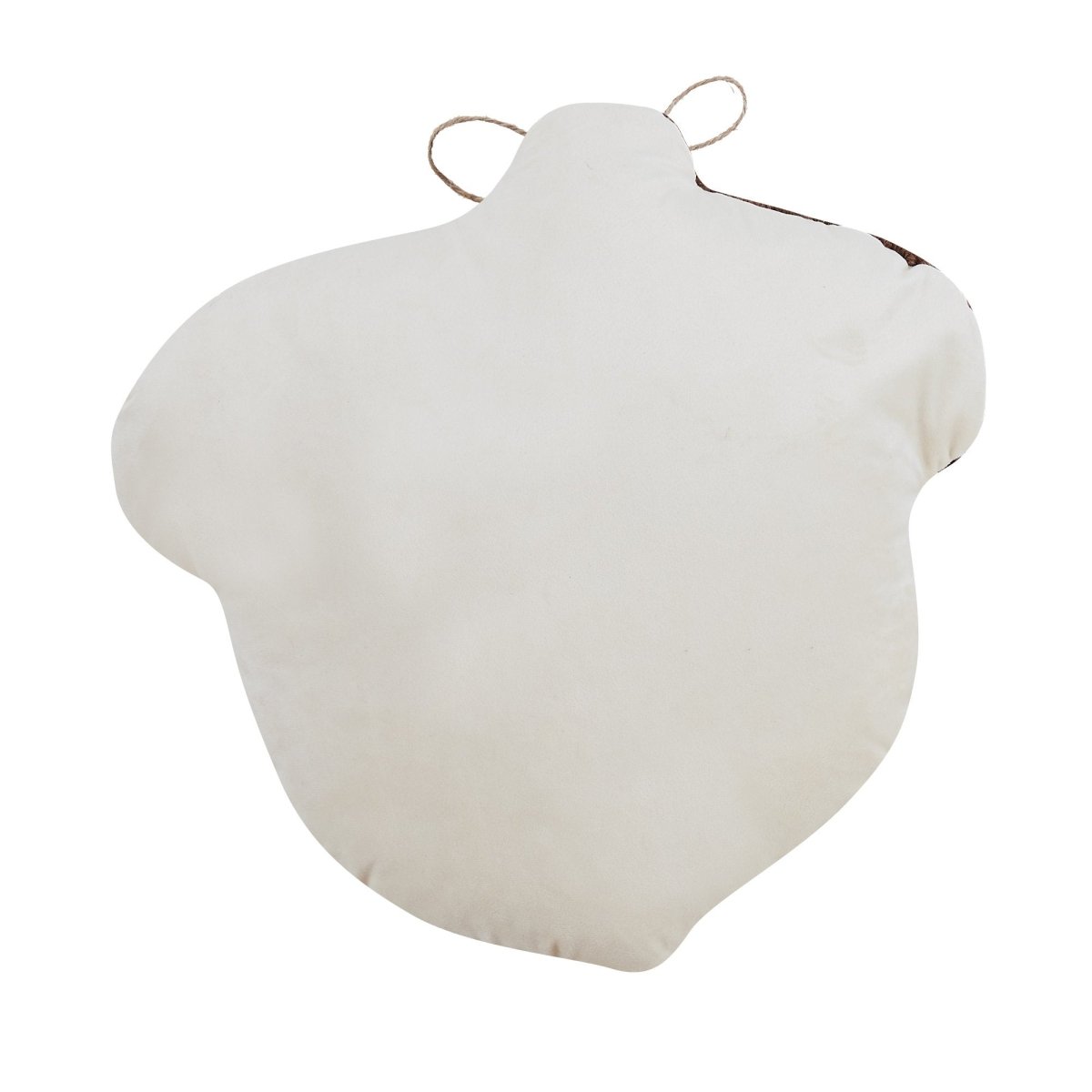 Reverse side of the Shaped Acorn Hooked Wool Fall Harvest Throw Pillow, 14x14 inch