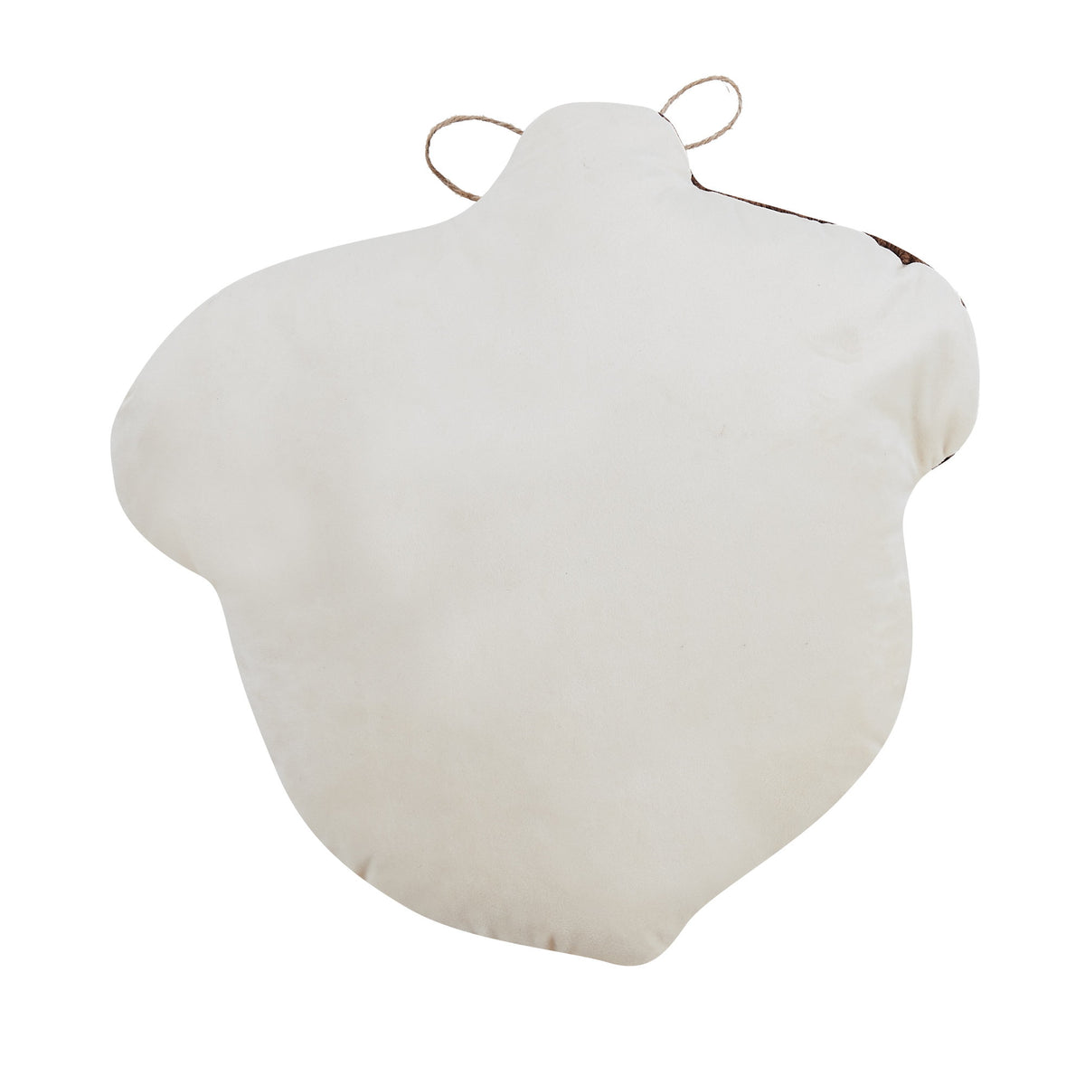 Reverse side of the Shaped Acorn Hooked Wool Fall Harvest Throw Pillow, 14x14 inch