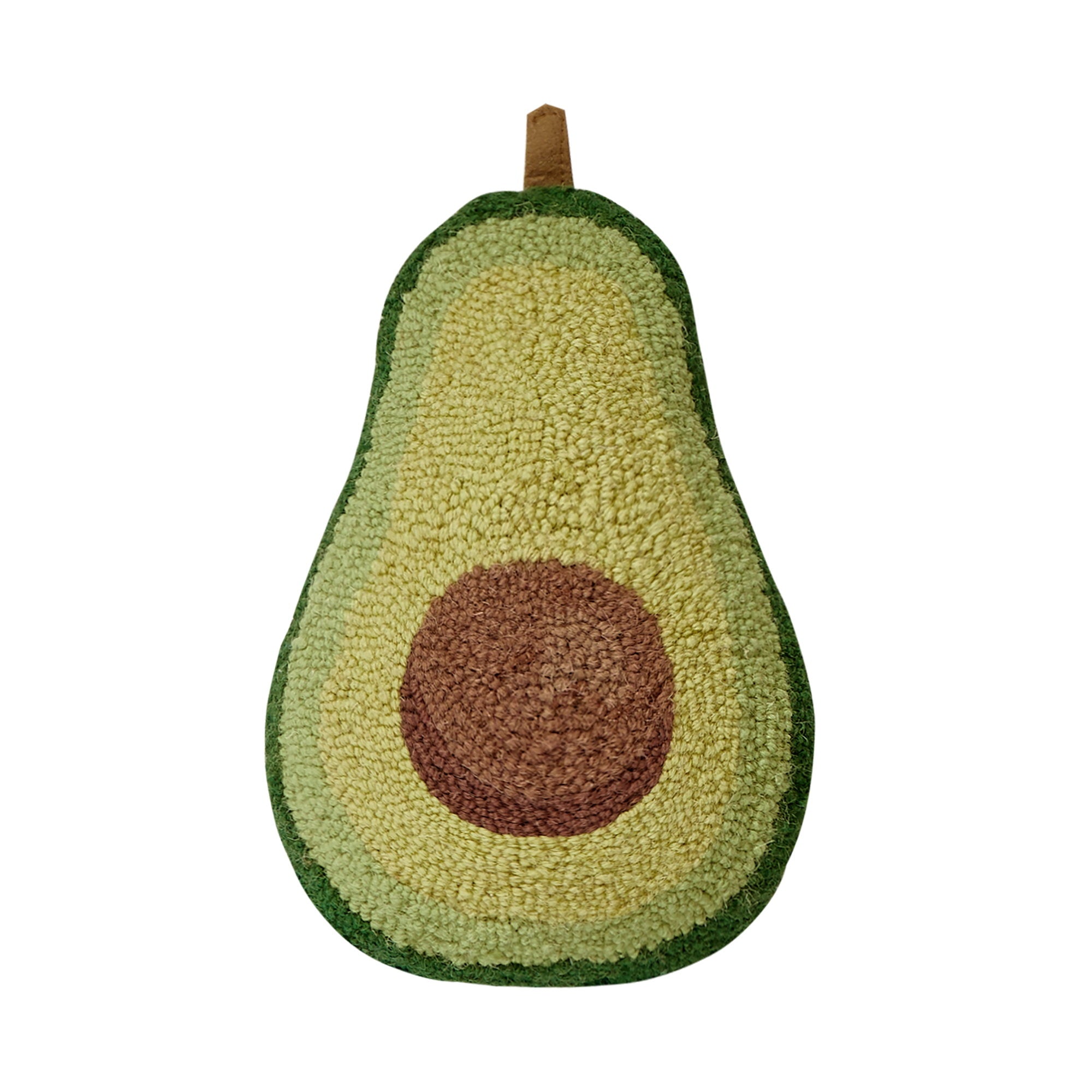 Shaped Avocado Hooked Wool Throw Pillow, 8x12 inch, front view
