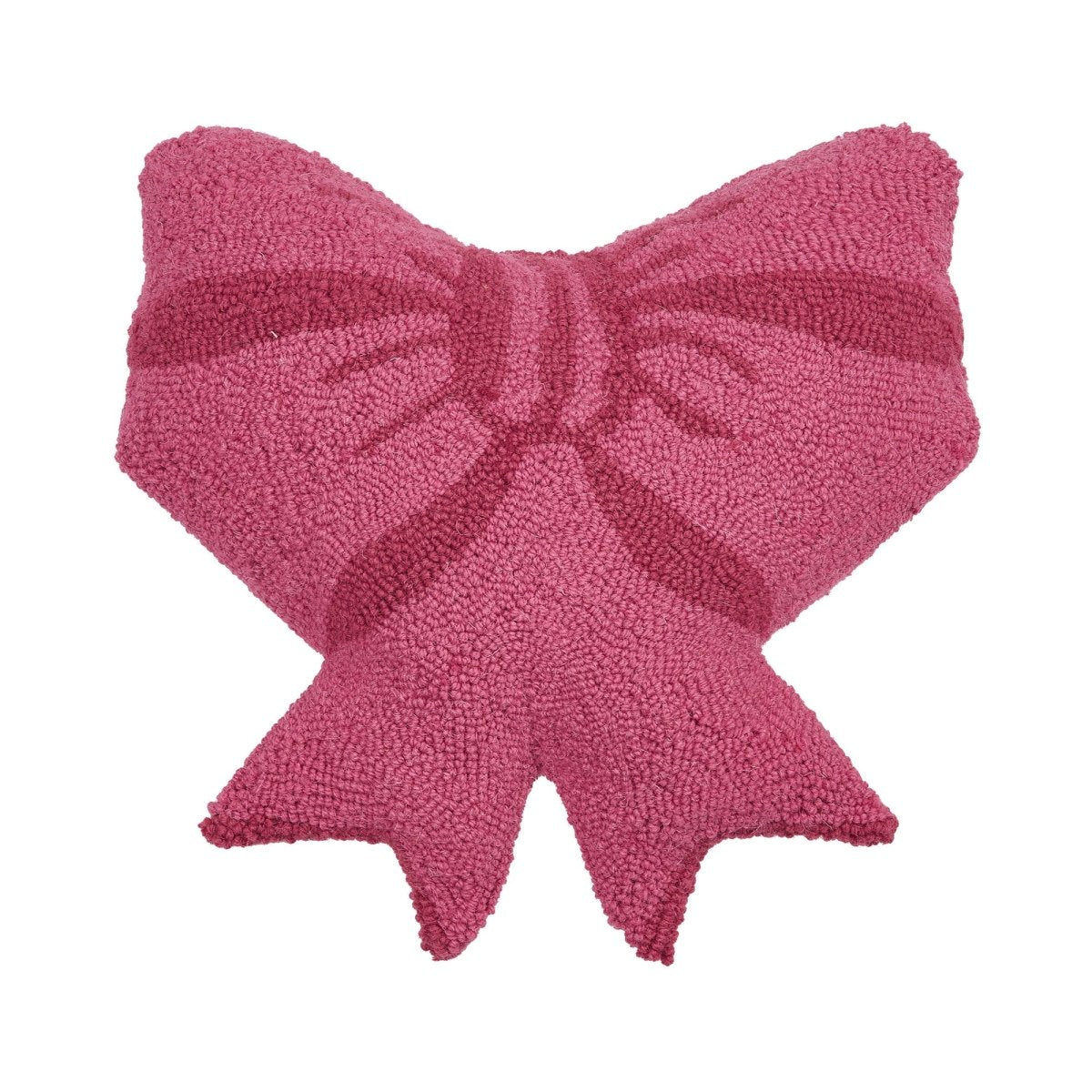 Shaped Bow Hooked Wool Throw Pillow, 16x16 inch, front view