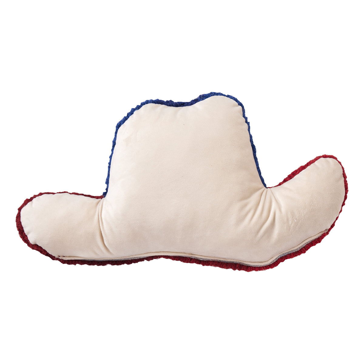 Reverse side of the Shaped Cowboy Patriotic Hat Hooked Wool Throw Pillow, 9x16 inch