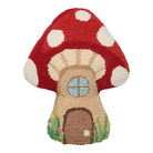 Shaped Fairy Mushroom House Hooked Wool Throw Pillow, 12x16 inch, front view