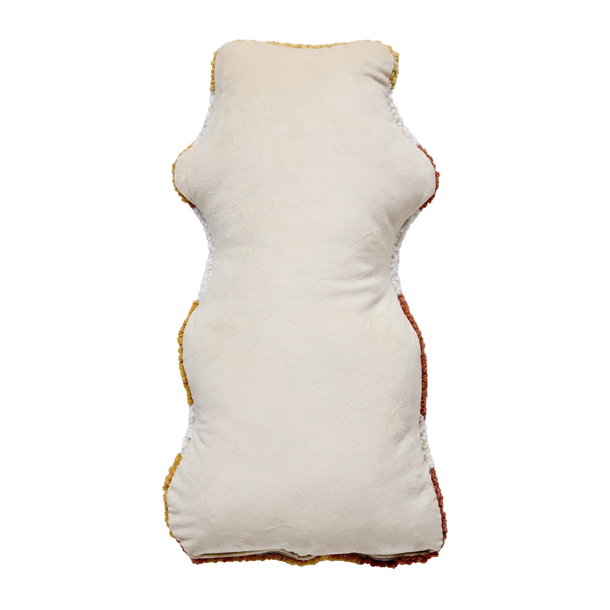 Reverse side of the Shaped Honey Bear Hooked Wool Throw Pillow, 9x16 inch