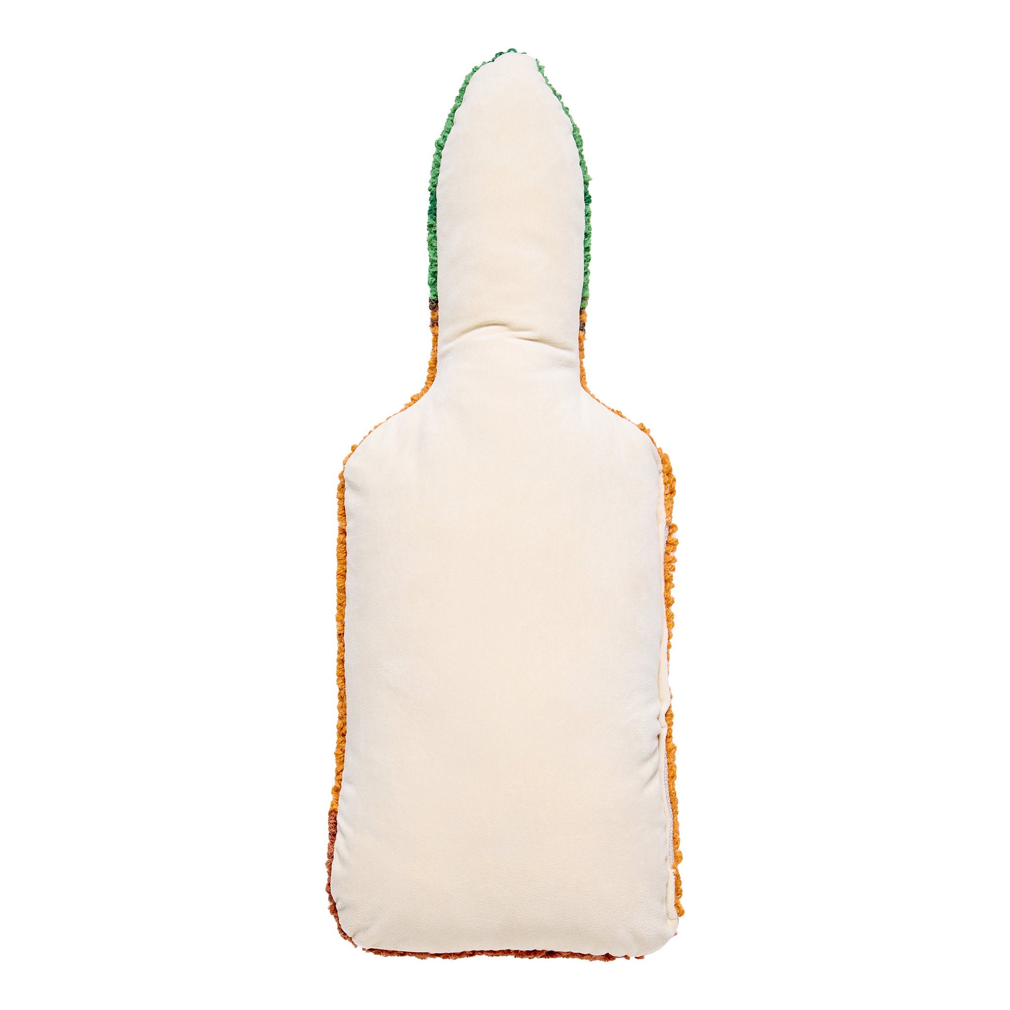 Reverse side of the Shaped Hot Sauce Hooked Wool Throw Pillow, 8x20 inch