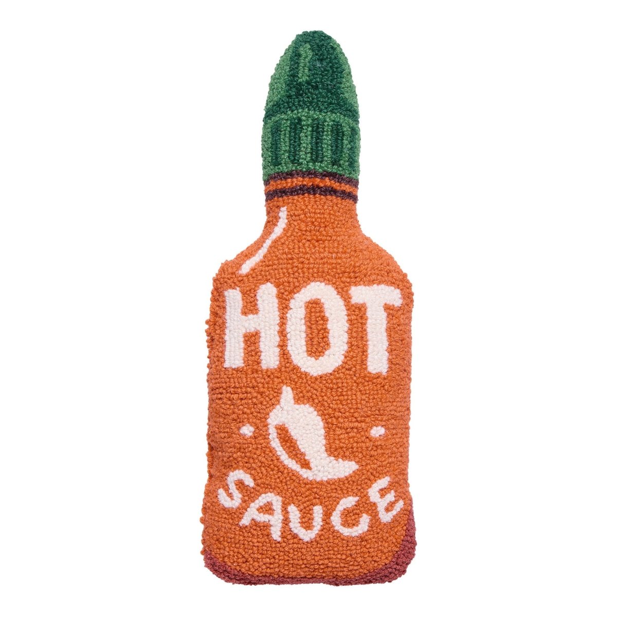Shaped Hot Sauce Hooked Wool Throw Pillow, 8x20 inch, front view