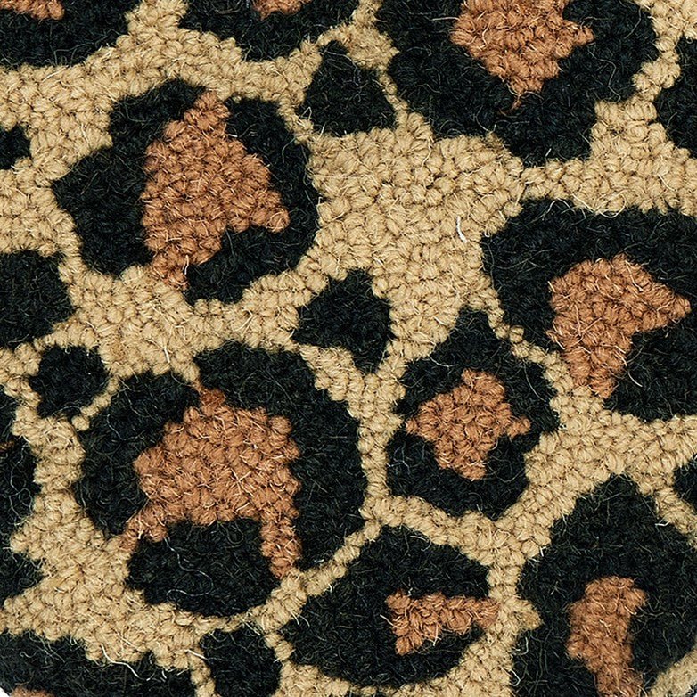 Shaped Leopard Heart Hooked Wool Throw Pillow, close-up detail