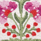 Shaped Mughal Flower Hooked Wool Throw Pillow, close-up detail