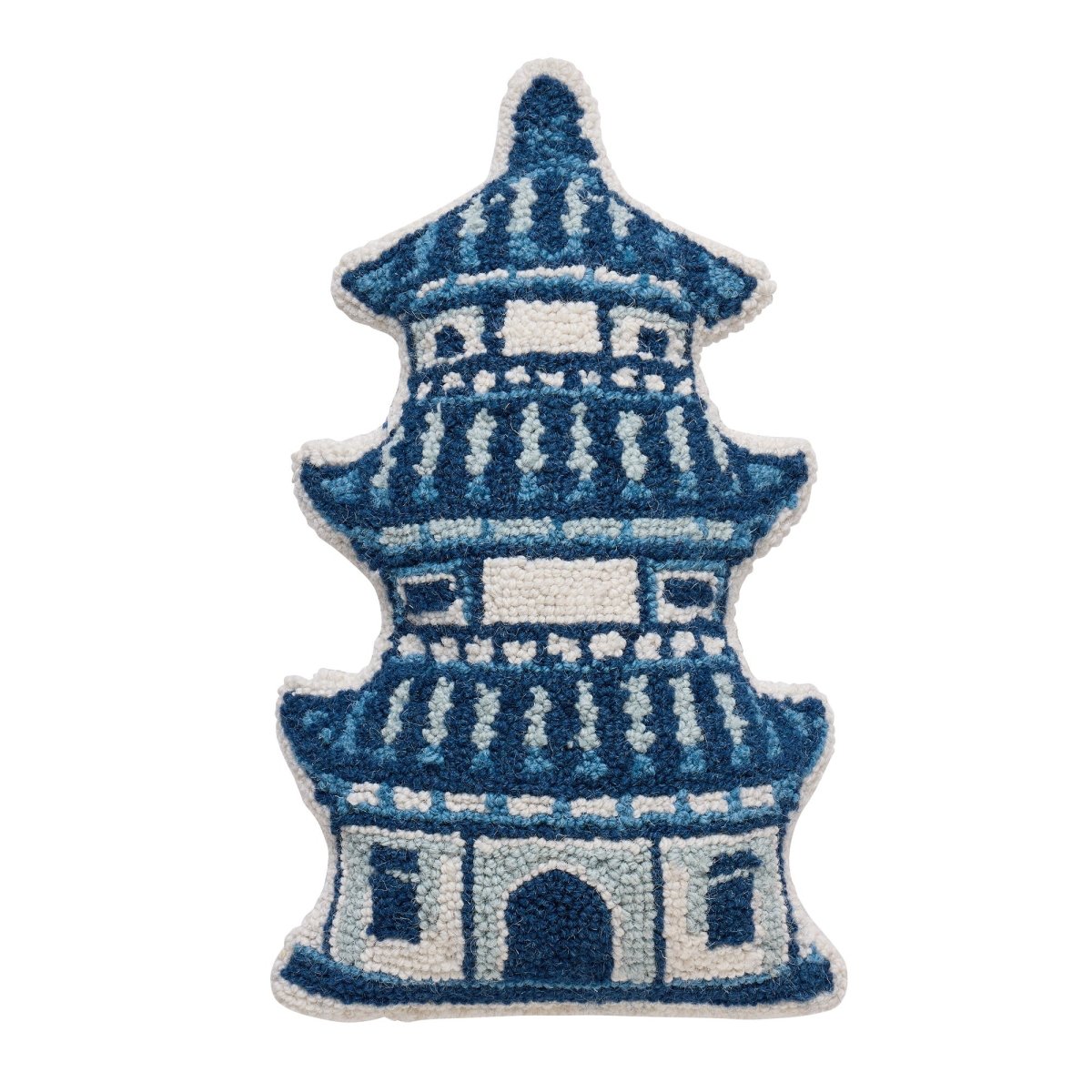 Shaped Pagoda Hooked Wool Throw Pillow, 12x18 inch, front view