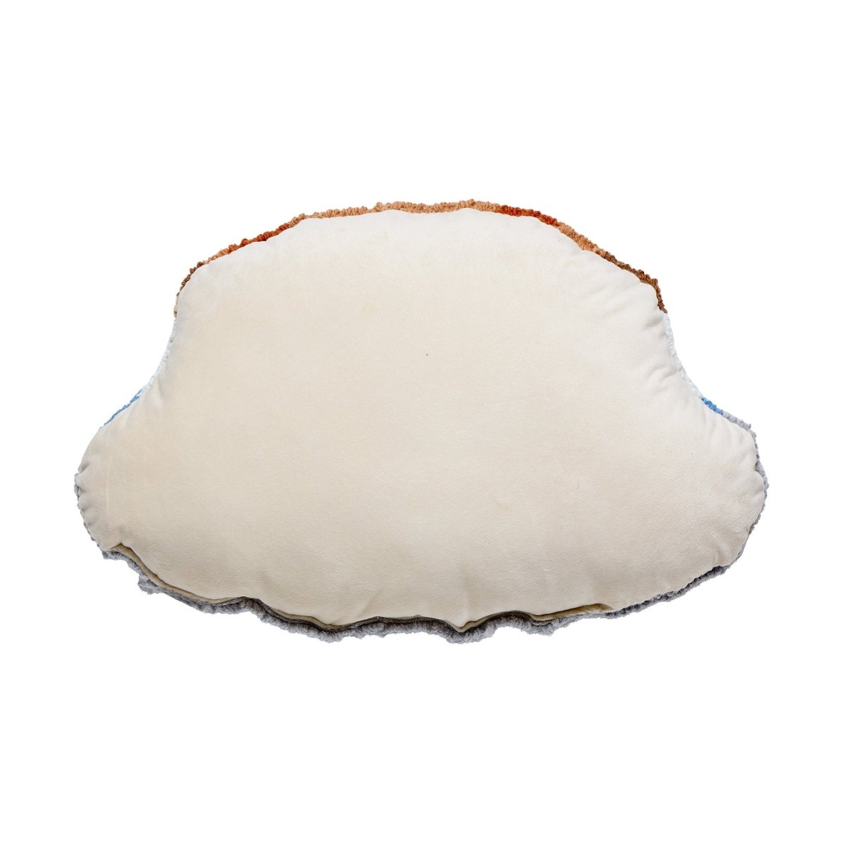 Reverse side of the Shaped Pancakes Hooked Wool Throw Pillow, 12x18 inch