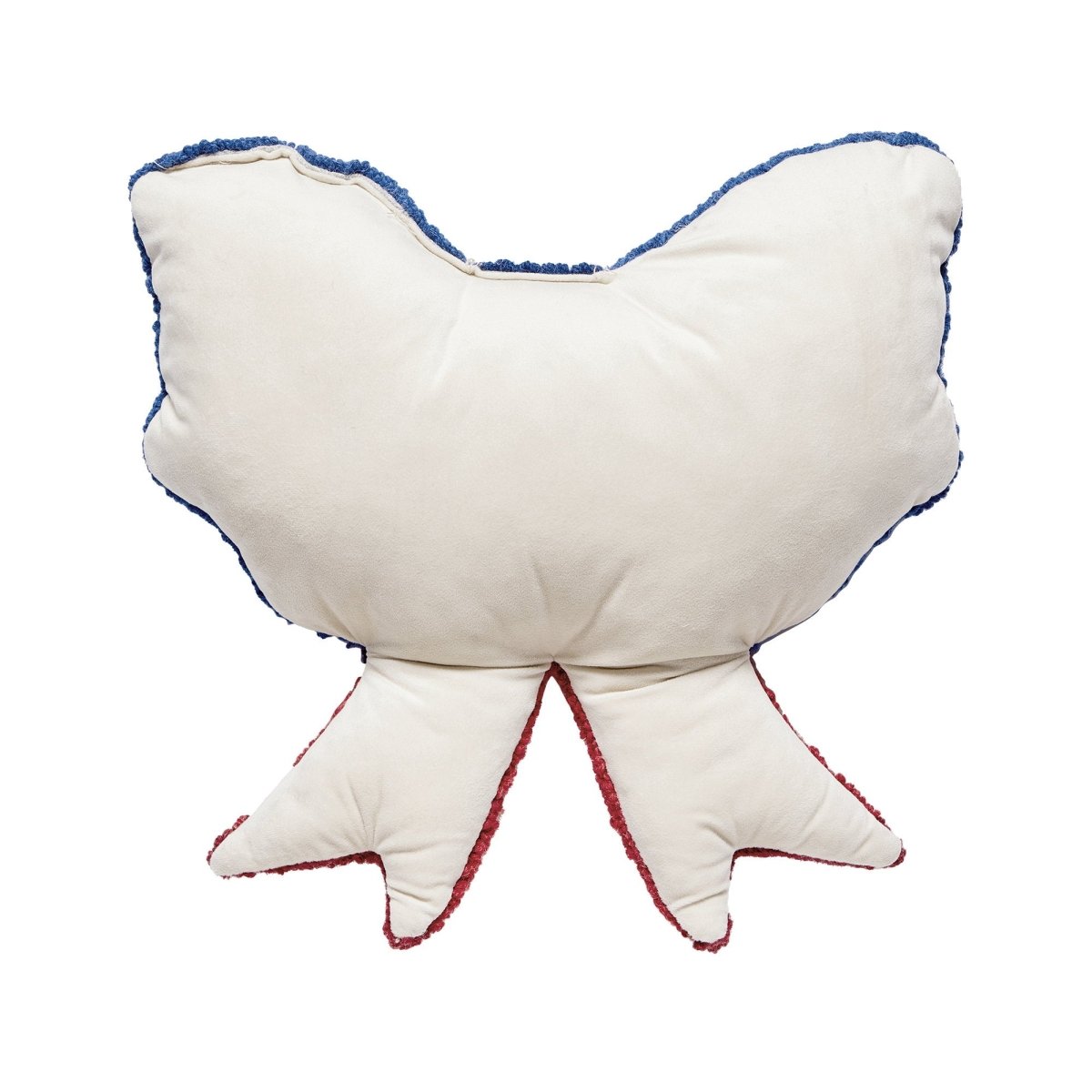 Reverse side of the Shaped Patriotic Bow Hooked Wool Throw Pillow, 16x16 inch