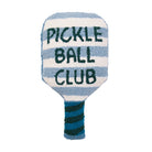 Shaped Pickle Ball Paddle Hooked Wool Throw Pillow, 9x18 inch, front view