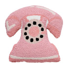 Shaped Pink Telephone Hooked Wool Throw Pillow, 14x16 inch, front view