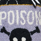 Shaped Poison Bottle Hooked Wool Halloween Throw Pillow, close-up detail