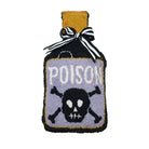 Shaped Poison Bottle Hooked Wool Halloween Throw Pillow, 9x16 inch, front view