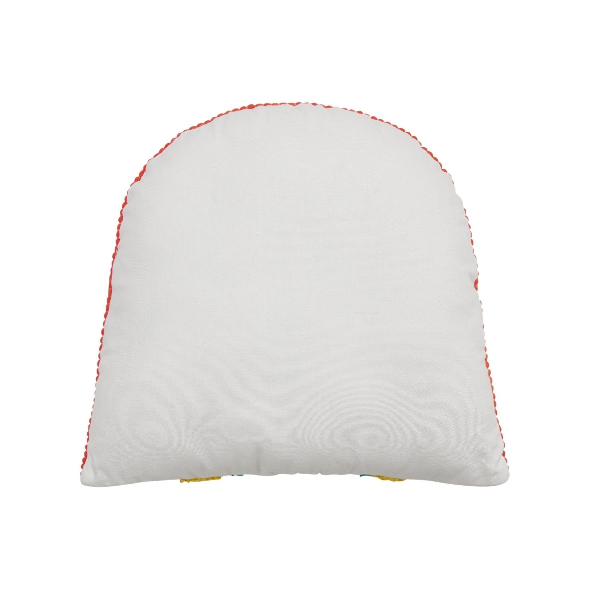 Reverse side of the Shaped Rainbow Embroidered Throw Pillow, 16x16 inch